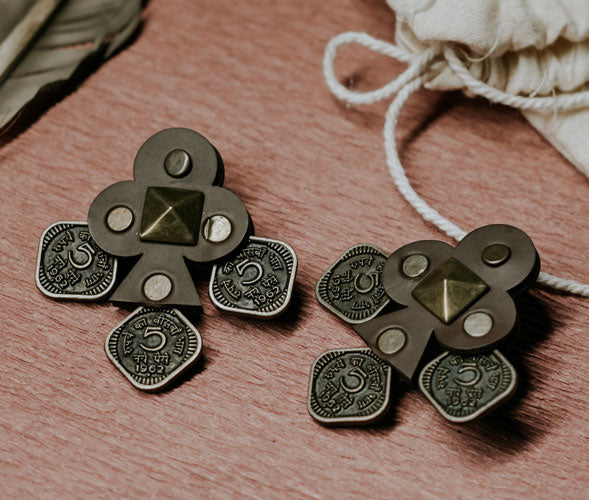 Brown square coin Earrings