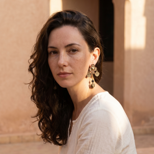 Long studded coin Earrings