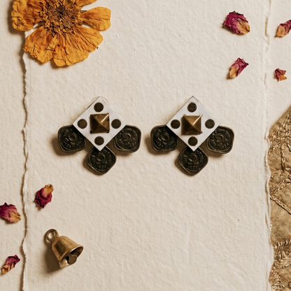 White square coin Earrings