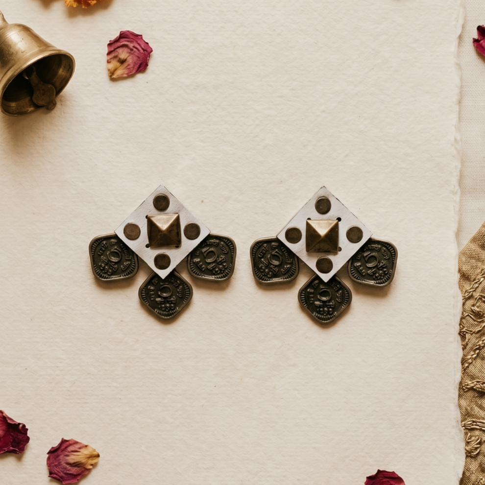 White square coin Earrings