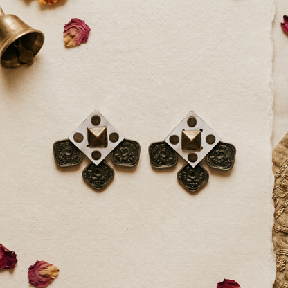 White square coin Earrings