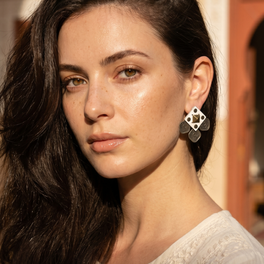 White square coin Earrings