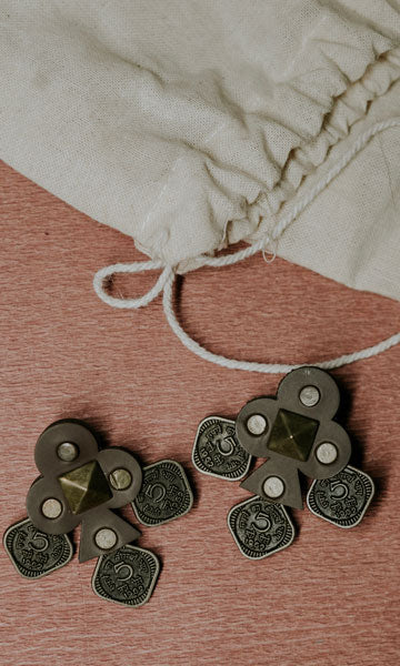 Brown square coin Earrings