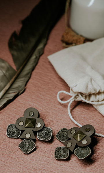 Brown square coin Earrings