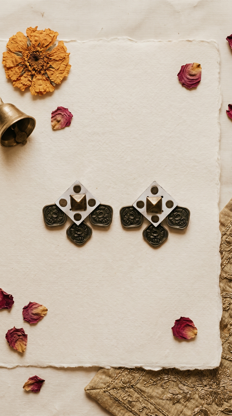 White square coin Earrings