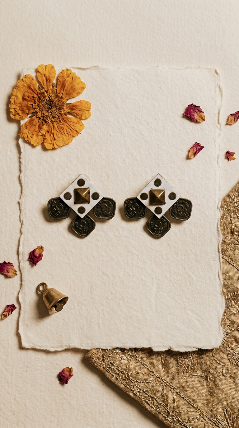 White square coin Earrings