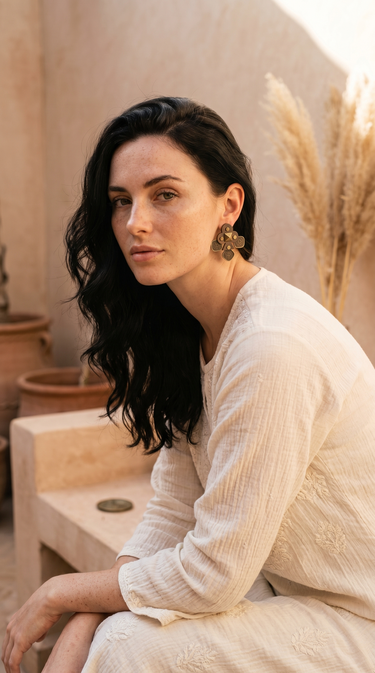 Brown square coin Earrings