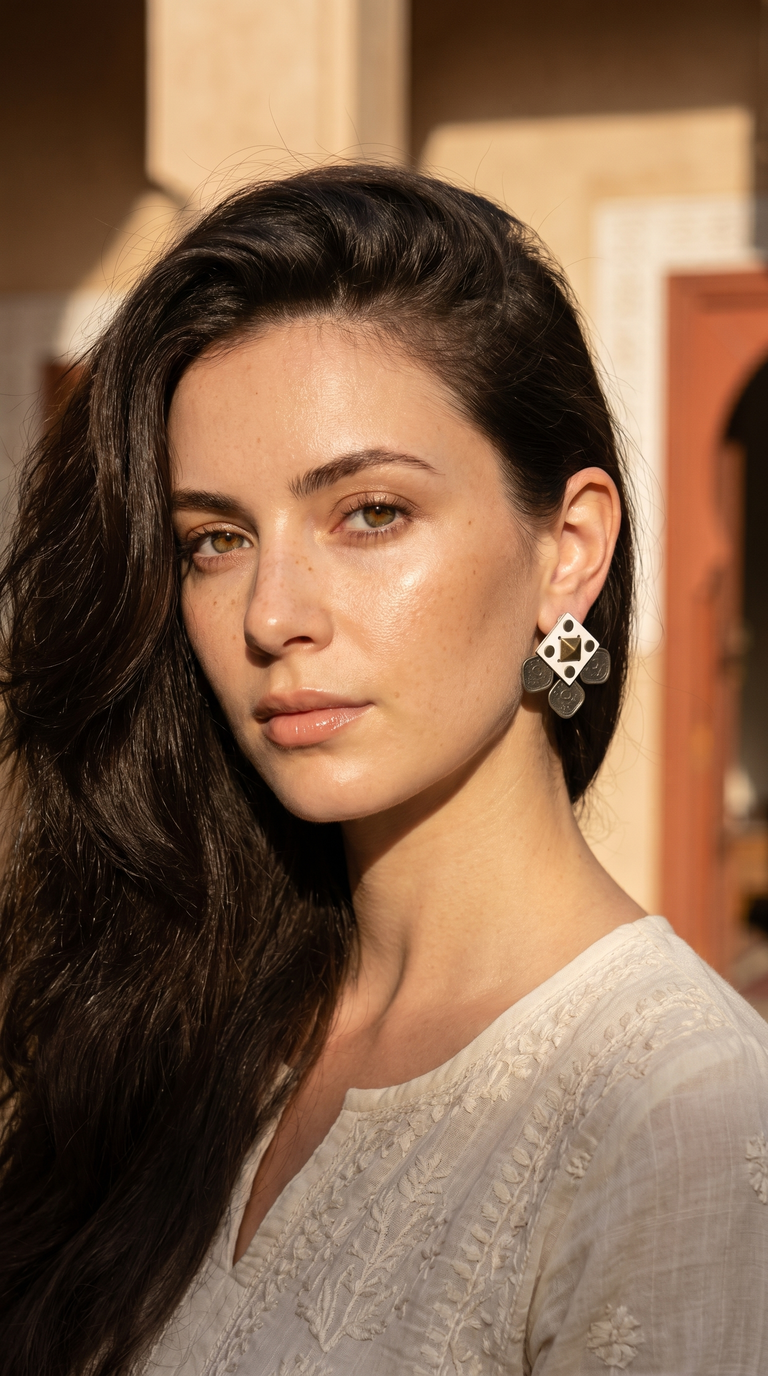 White square coin Earrings