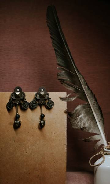 Long studded coin Earrings